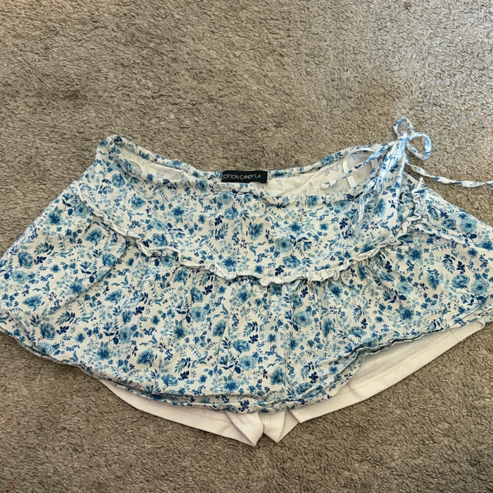Cotton Candy Blue and White Floral Skirt